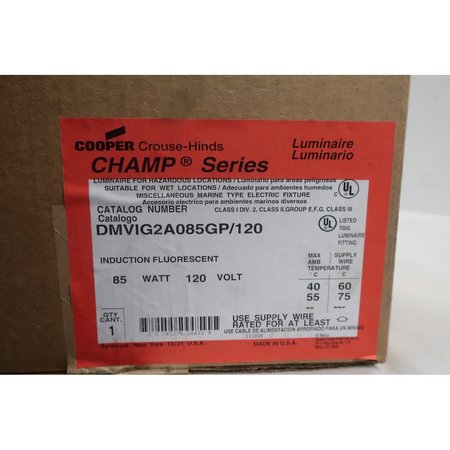 Crouse Hinds Champ 85W Fluorescent 120V-Ac Light Fixture DMVIG2A085GP/120